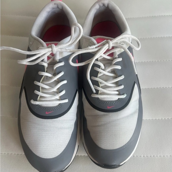 Nike Gray and White Athletic Sneakers with Pink Accents - Picture 1 of 5